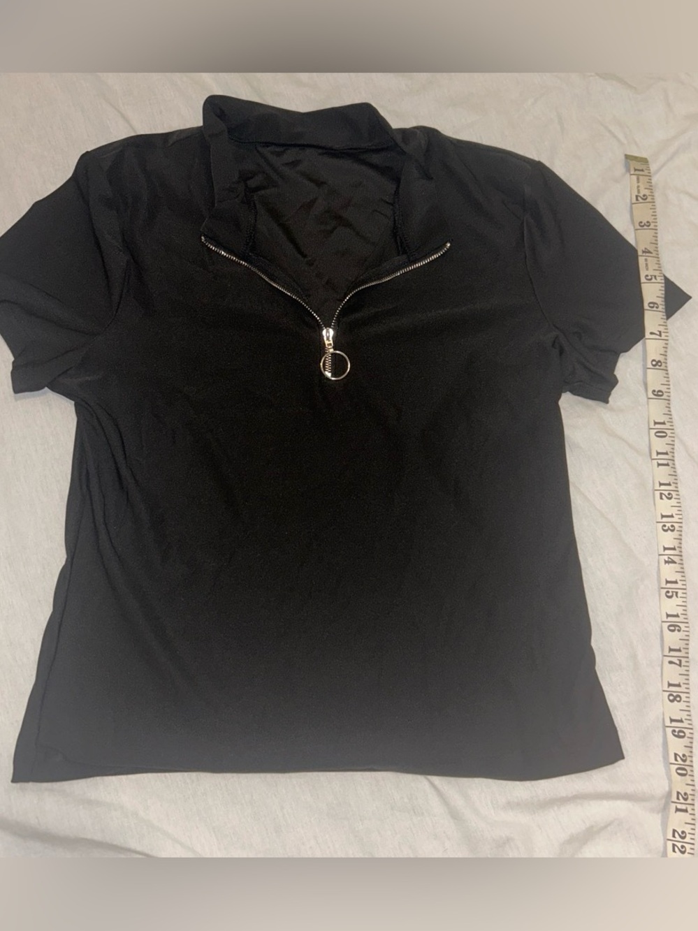 Black Zip-Front Women’s Top